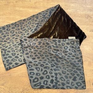 Richard Fischer Collection Scarf Brown Velvet Leopard Print Silk Holiday Festive